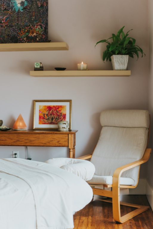 Massage and wellness room at The Yoga Sanctuary.